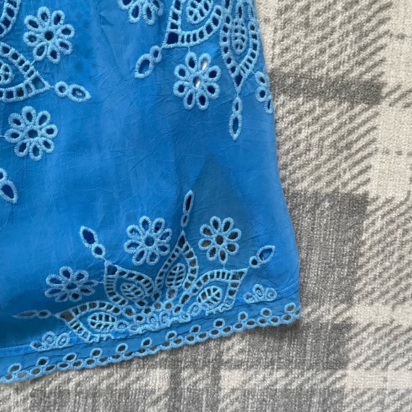 Johnny Was embroidered peasant top in Azure Blue - Picture 9 of 12